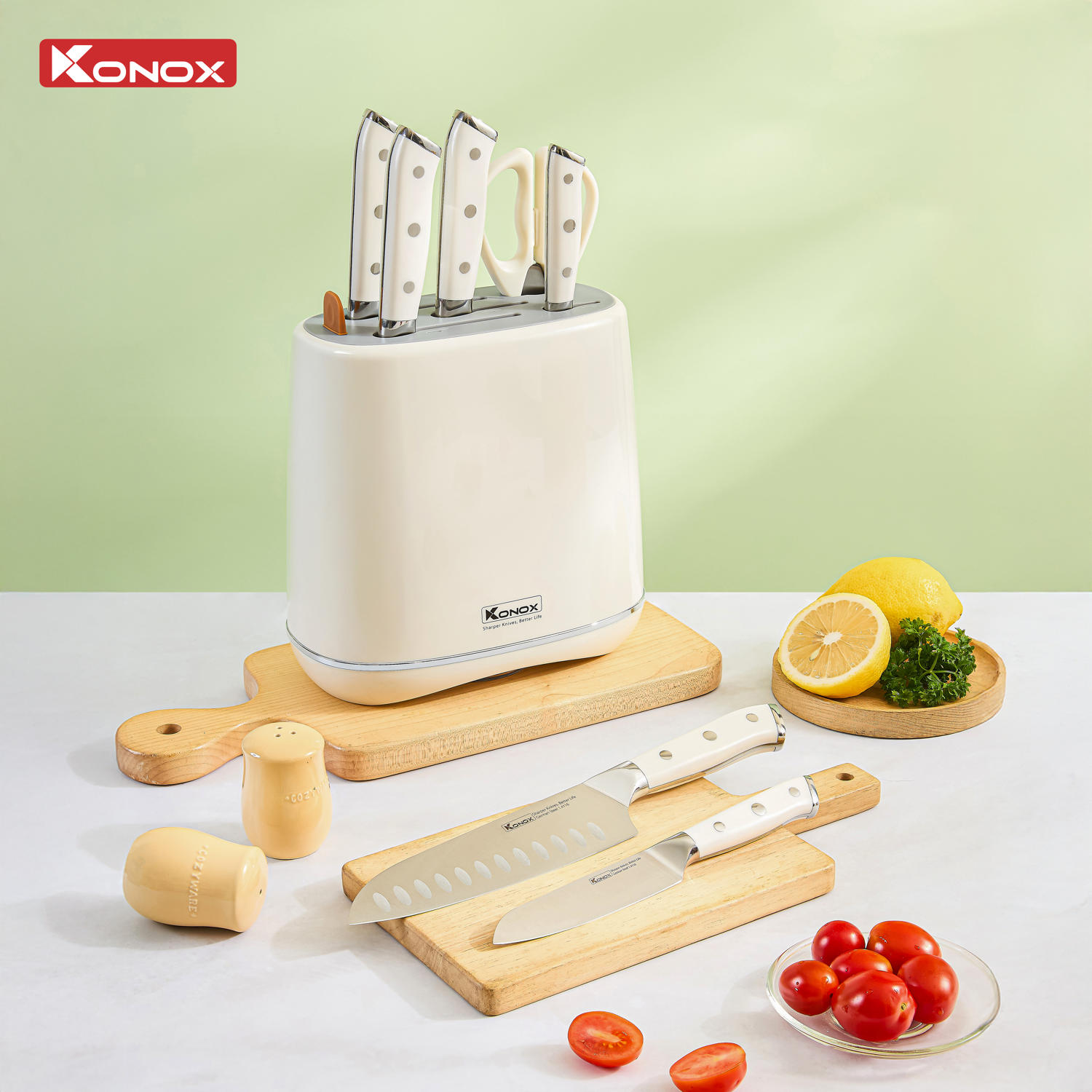 Bộ dao làm bếp 5 món cao cấp Konox Haper Grey - ảnh 2