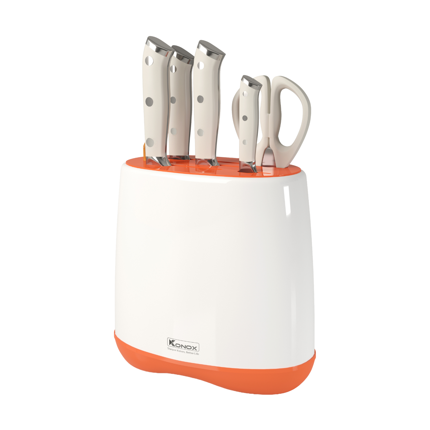 Bộ dao làm bếp 5 món cao cấp Konox Haper Orange tông cam