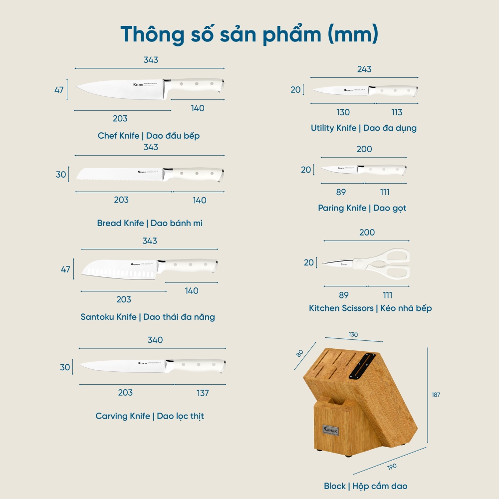 Bộ dao làm bếp cao cấp 7 món Konox Gouter - ảnh 4