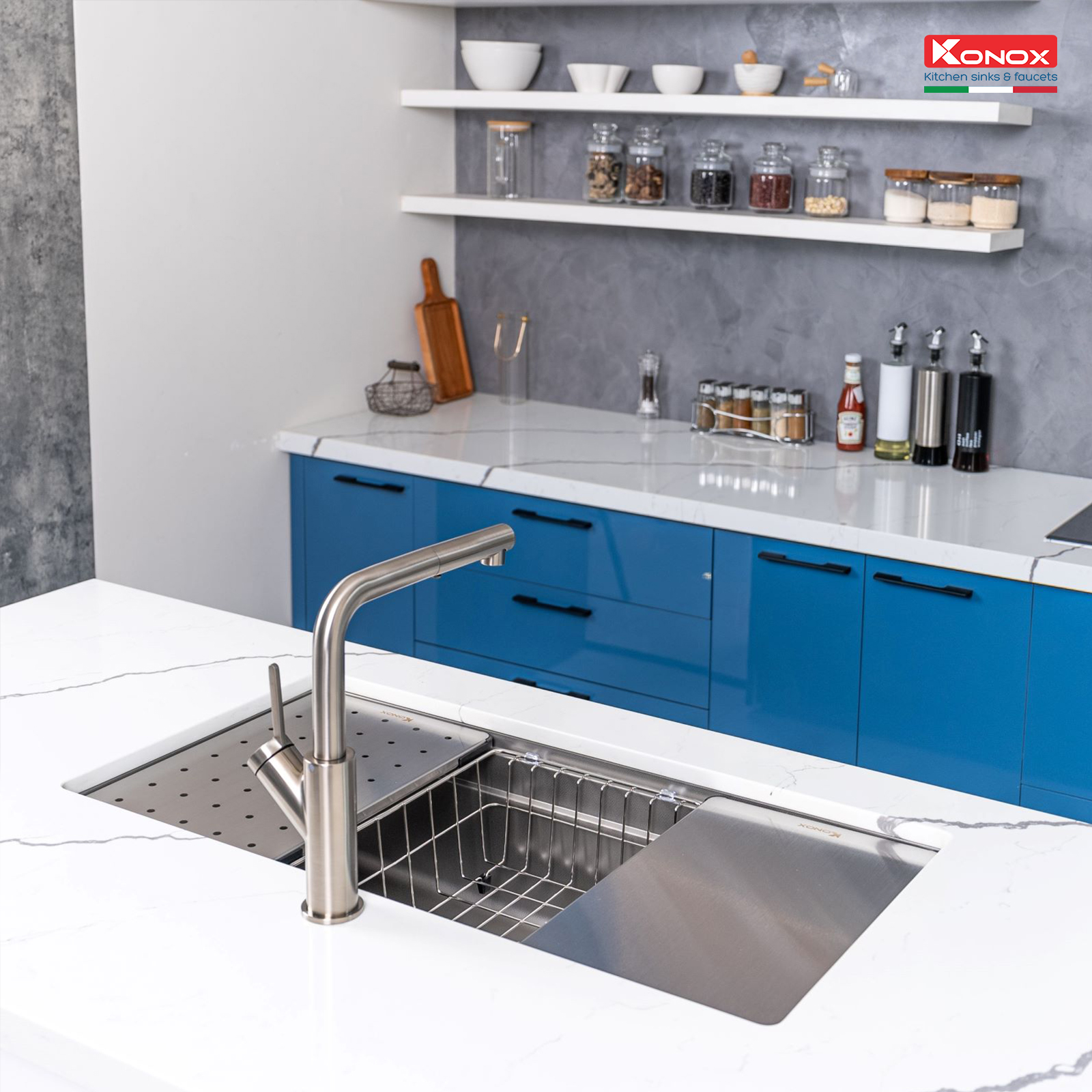 Dùng và chăm sóc chậu rửa bát Konox Dekor 7644SU