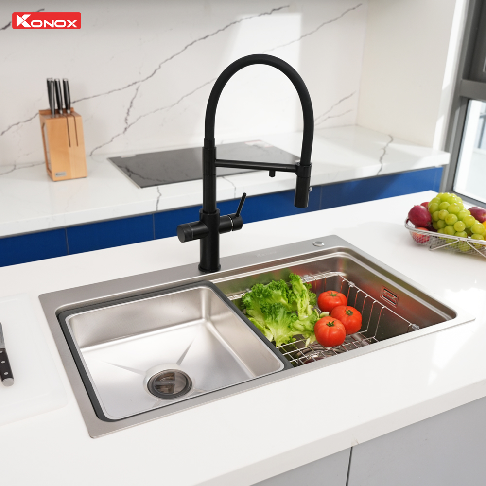 Chậu rửa bát 1 hố chống xước Workstation Sink KN8048TS Dekor - ảnh 6