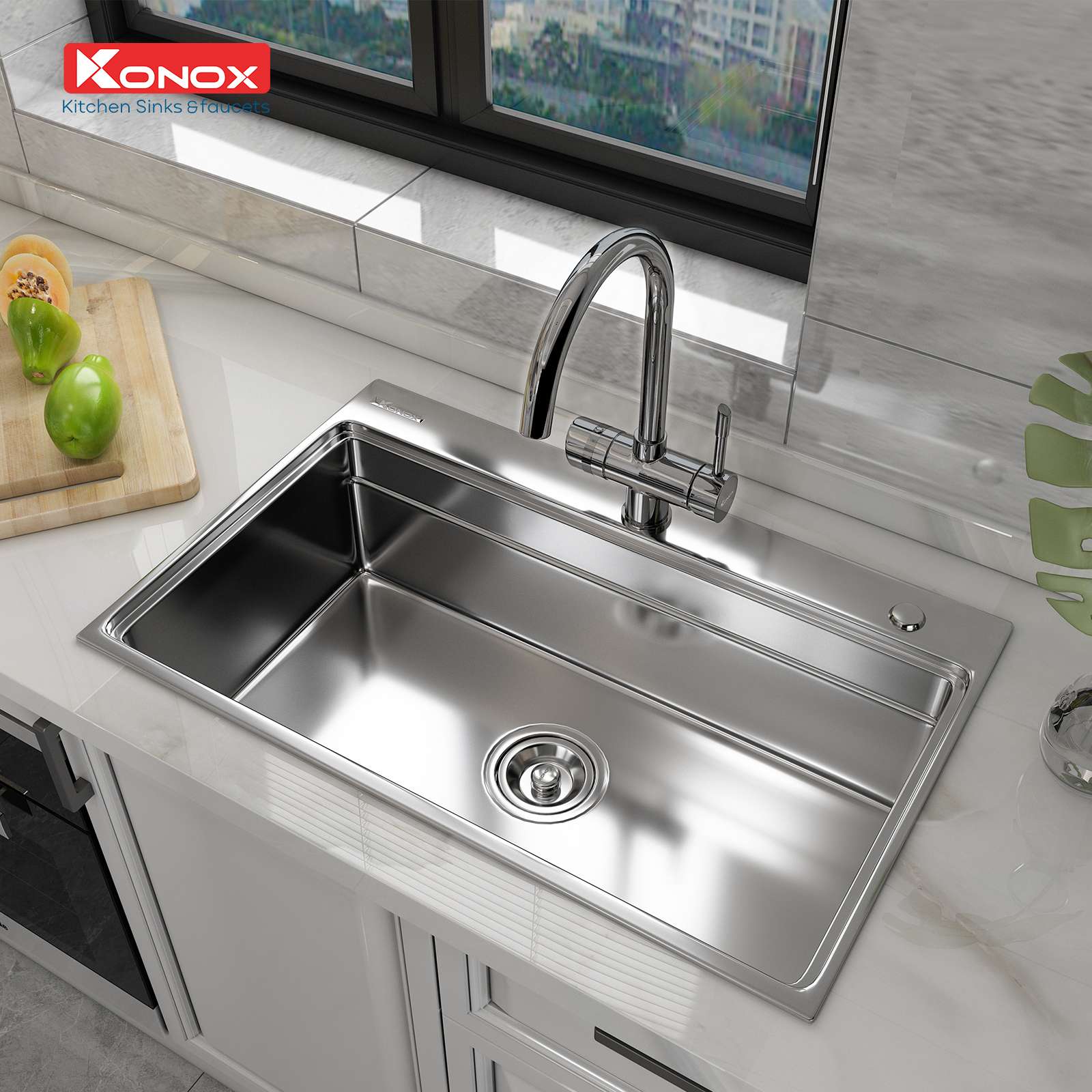 Lắp đặt KN7548SO: lắp dương và hai lỗ vòi