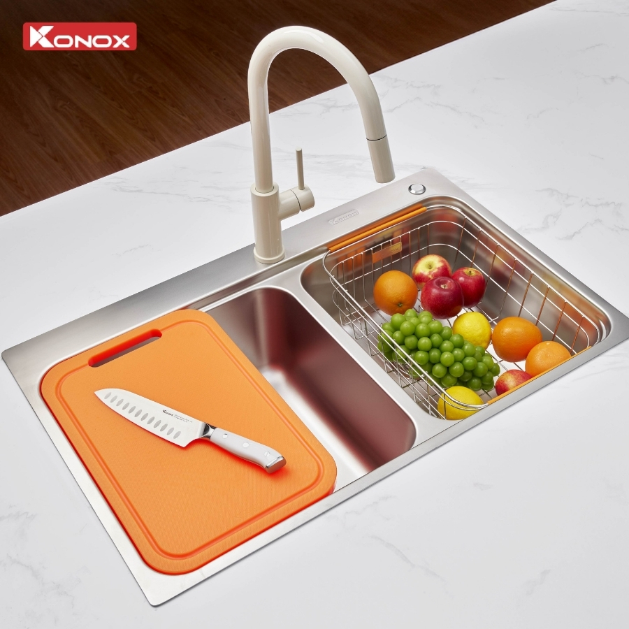 Chậu rửa bát 2 hố lệch R50 Tari 8251TD - ảnh 5