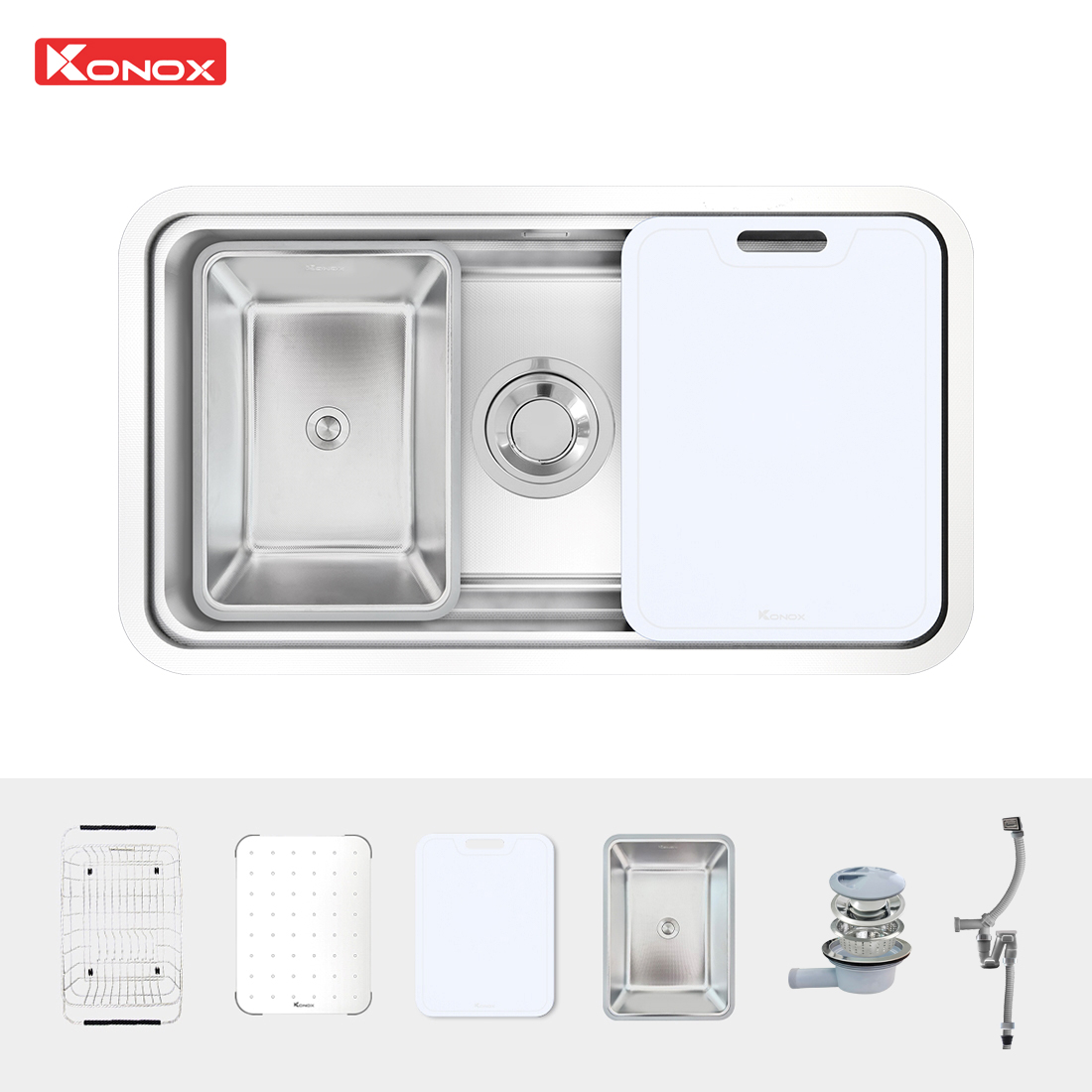 Lắp đặt chậu Konox 8347SU dưới mặt đá