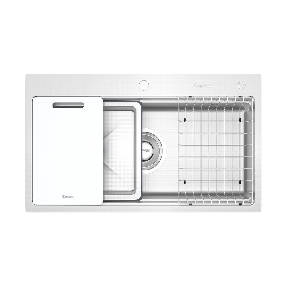 Chậu rửa bát Konox KN8751TS Dekor – Workstation Sink cỡ lớn 870 mm