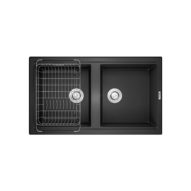 Chậu rửa bát Konox Phoenix Smart 860 Black – chậu đá KERATEK⁺ màu đen