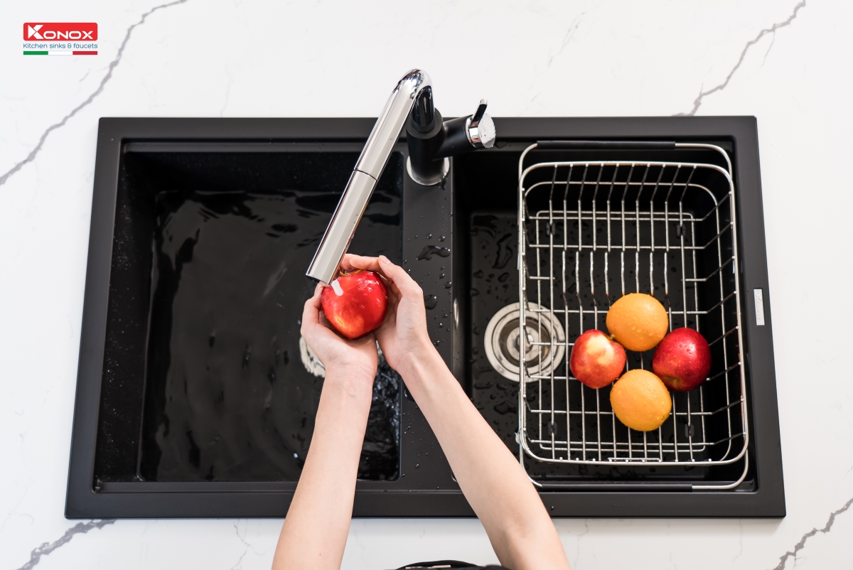 Chậu rửa bát Granite Sink Phoenix Smart 860 – Black - ảnh 7