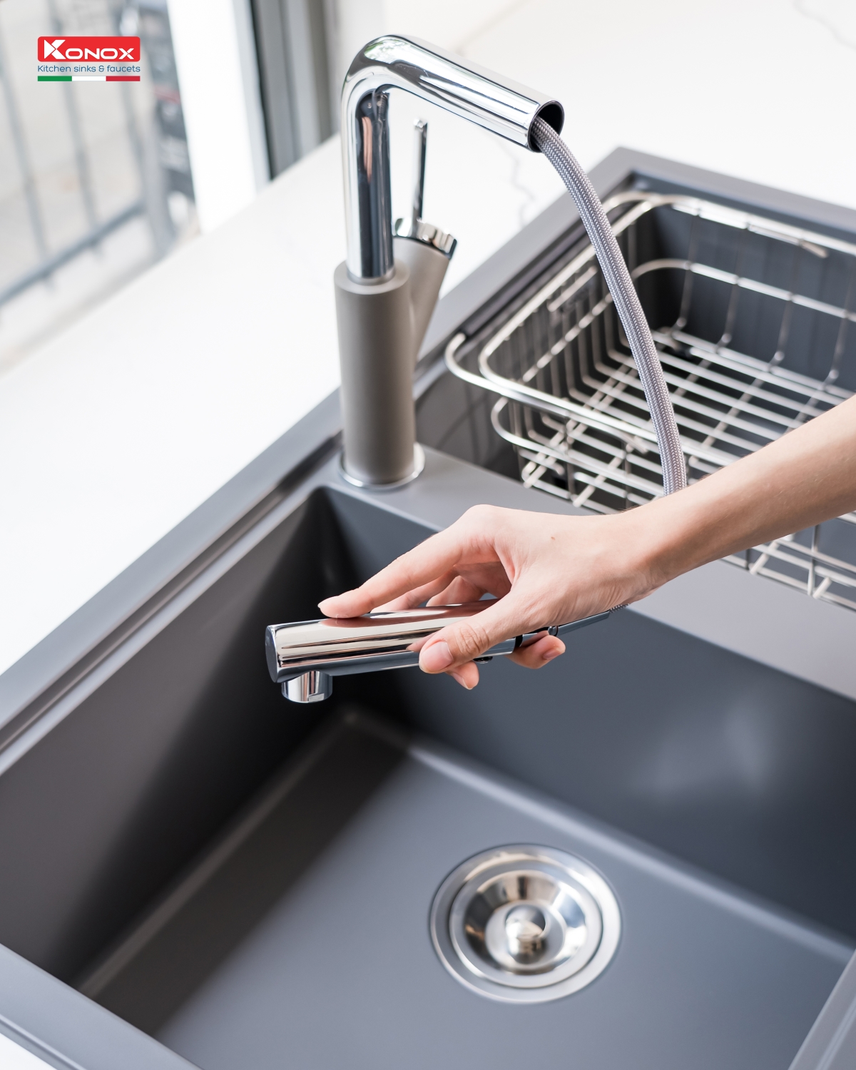 Chậu rửa bát Granite Sink Phoenix Smart 860 – Grey - ảnh 7