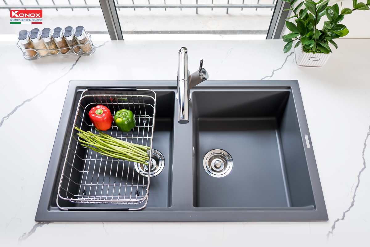 Chậu rửa bát Granite Sink Phoenix Smart 860 – Grey - ảnh 8