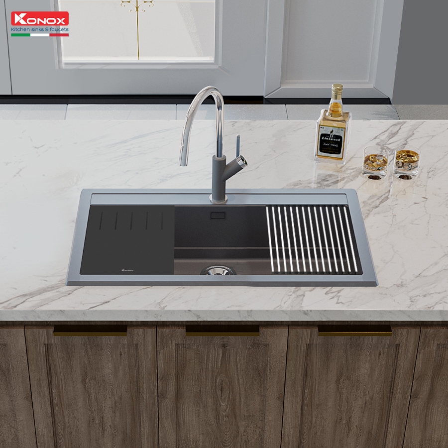 Chậu rửa bát đá Granite Sink Terra 790S Grey - ảnh 5