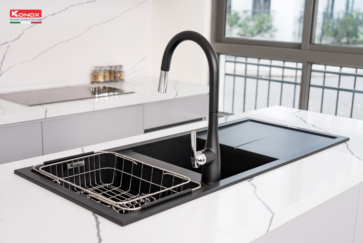 Chậu rửa bát Granite Sink Livello Smart 1160 – Black - ảnh 5