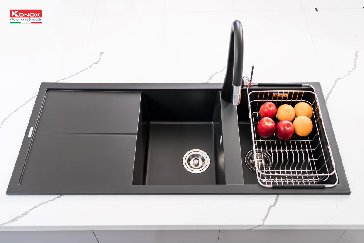 Chậu rửa bát Granite Sink Livello Smart 1160 – Black - ảnh 8