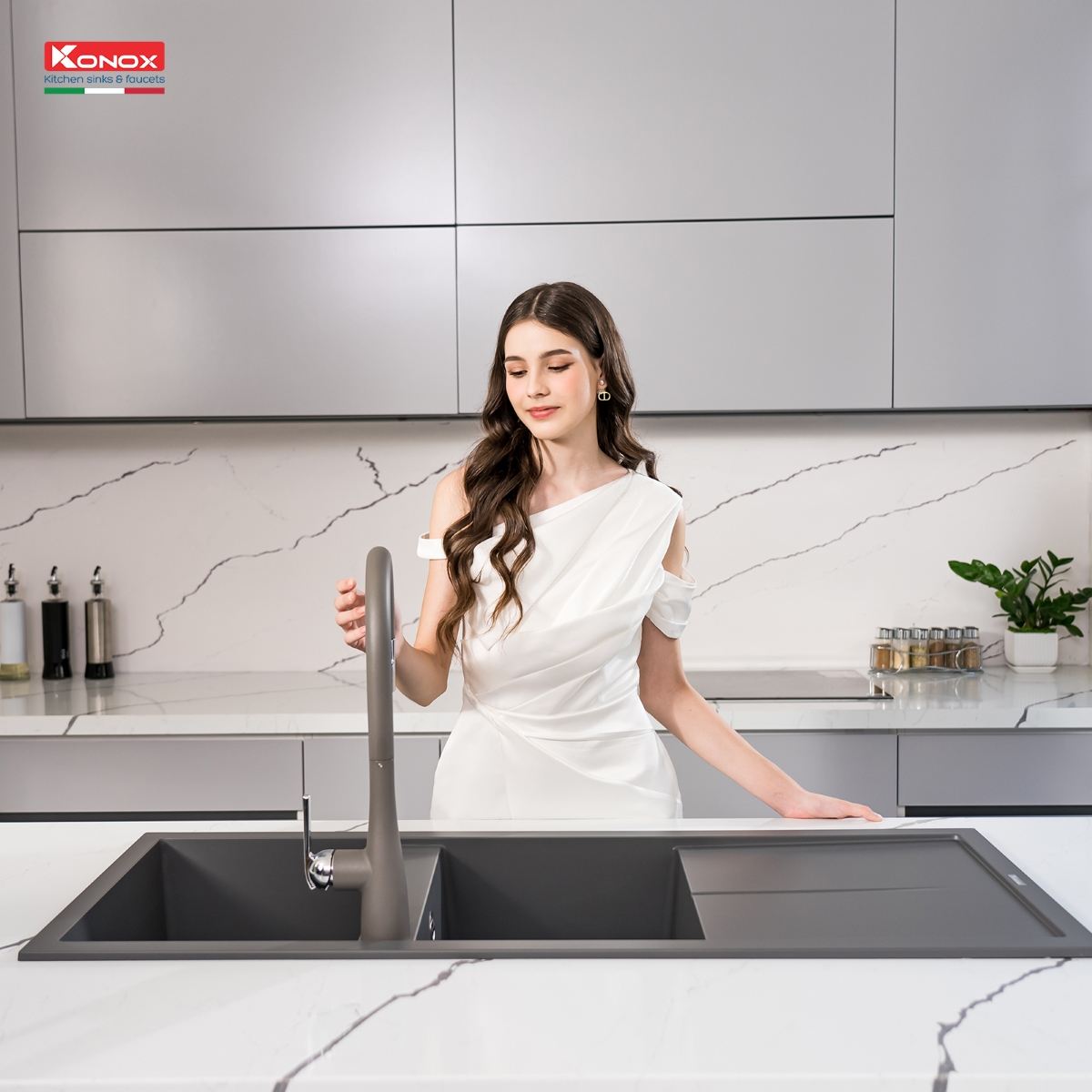 Chậu rửa bát Granite Sink Livello Smart 1160 – Grey - ảnh 5