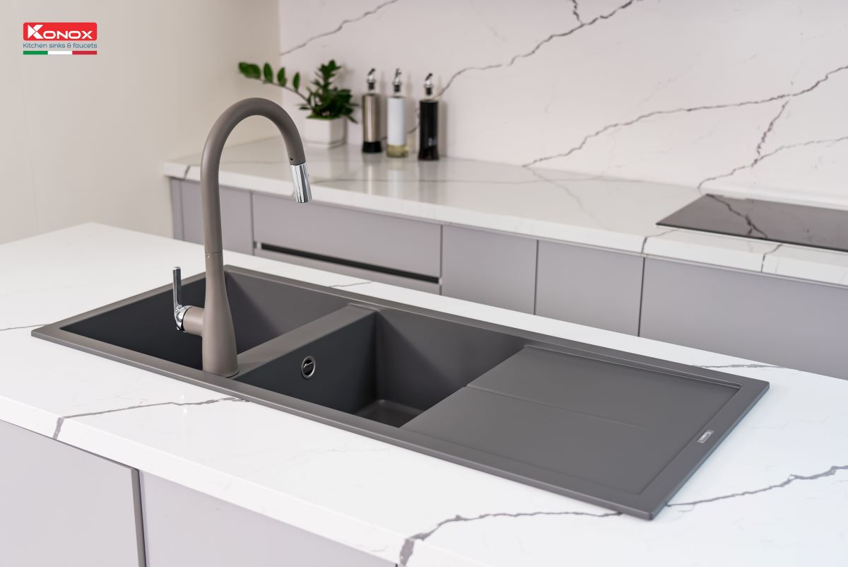Chậu rửa bát Granite Sink Livello Smart 1160 – Grey - ảnh 8