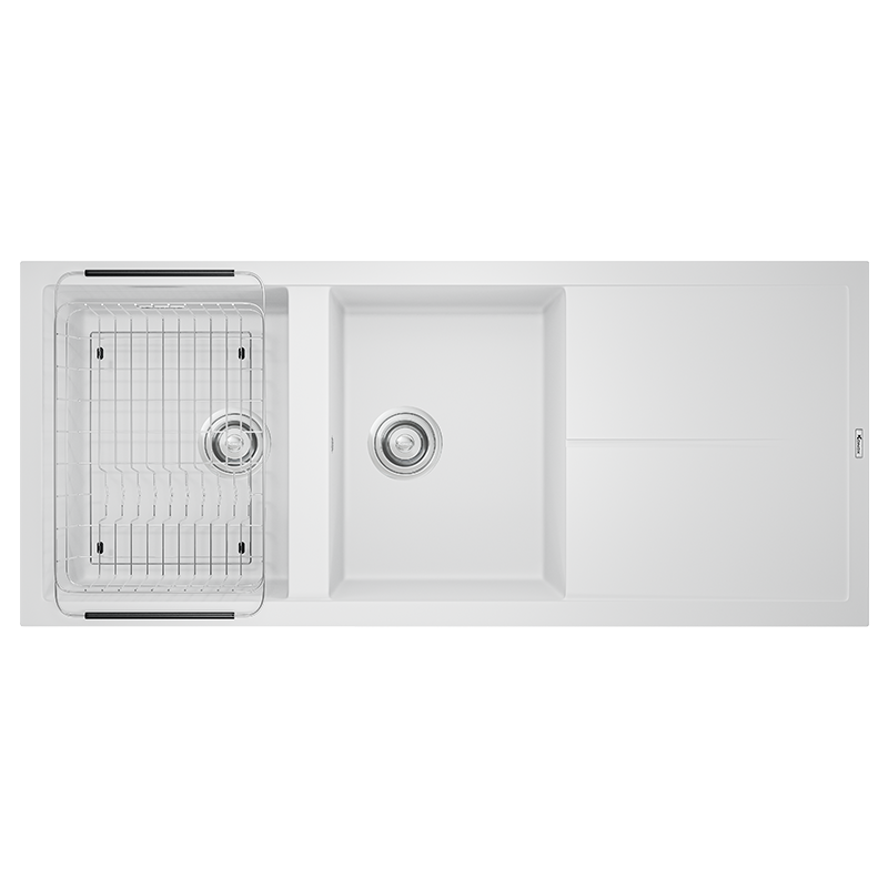 Chậu rửa bát đá Konox Granite Livello Smart 1160 White Silver – tông sáng