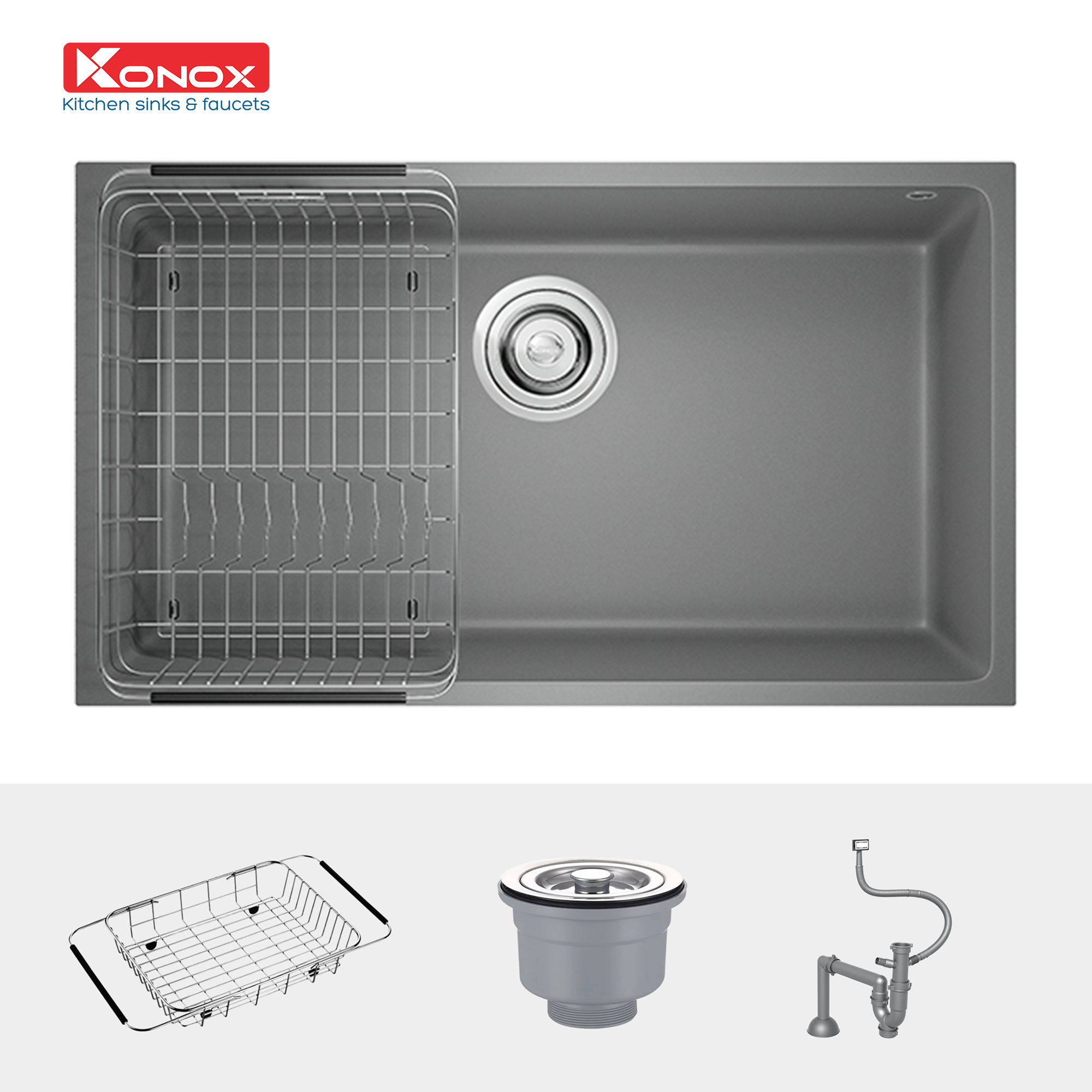 Lắp đặt chậu Naros 760S Grey dưới mặt đá
