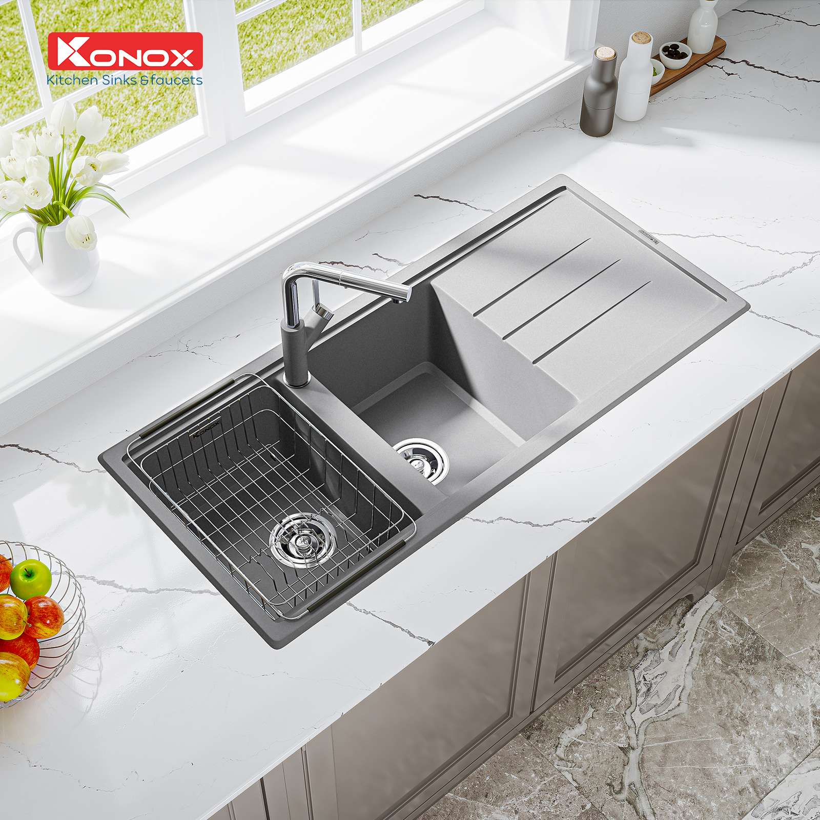 Sử dụng và vệ sinh chậu đá màu Grey
