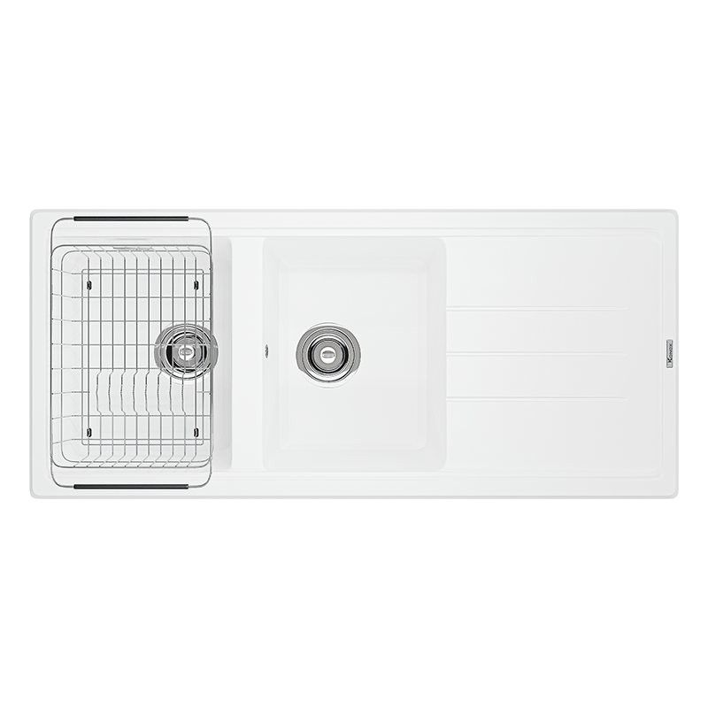 Chậu rửa bát Konox Phoenix 1160 White Silver – chậu đá sáng màu có bàn chờ