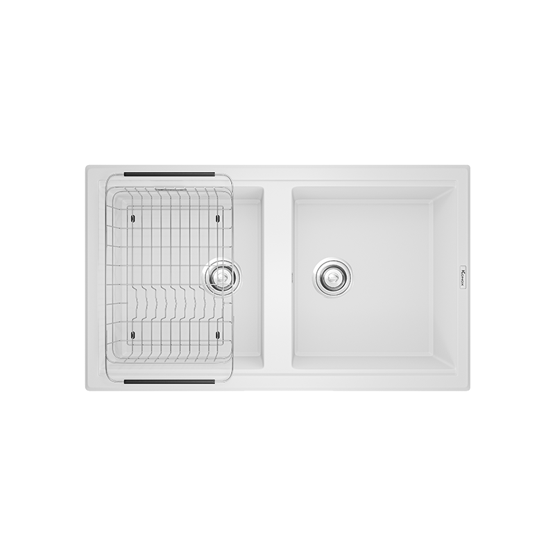 Chậu rửa bát Konox Phoenix 860 White Silver – chậu đá trắng bạc cho bếp sáng