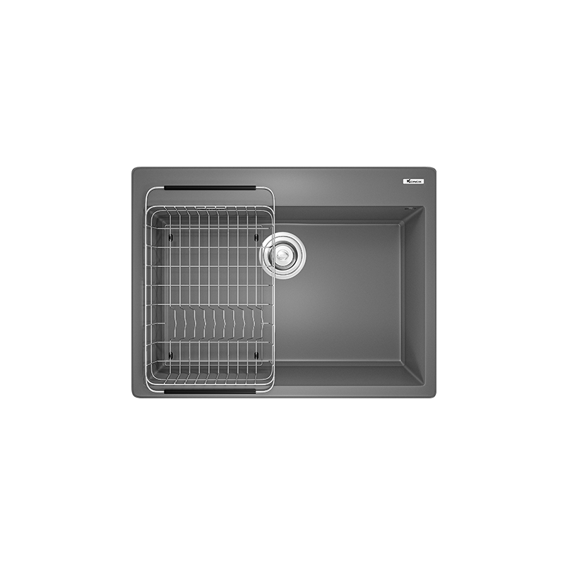Chậu rửa bát Konox Ruvita 680 Grey – chậu đá xám gọn cho bếp hẹp