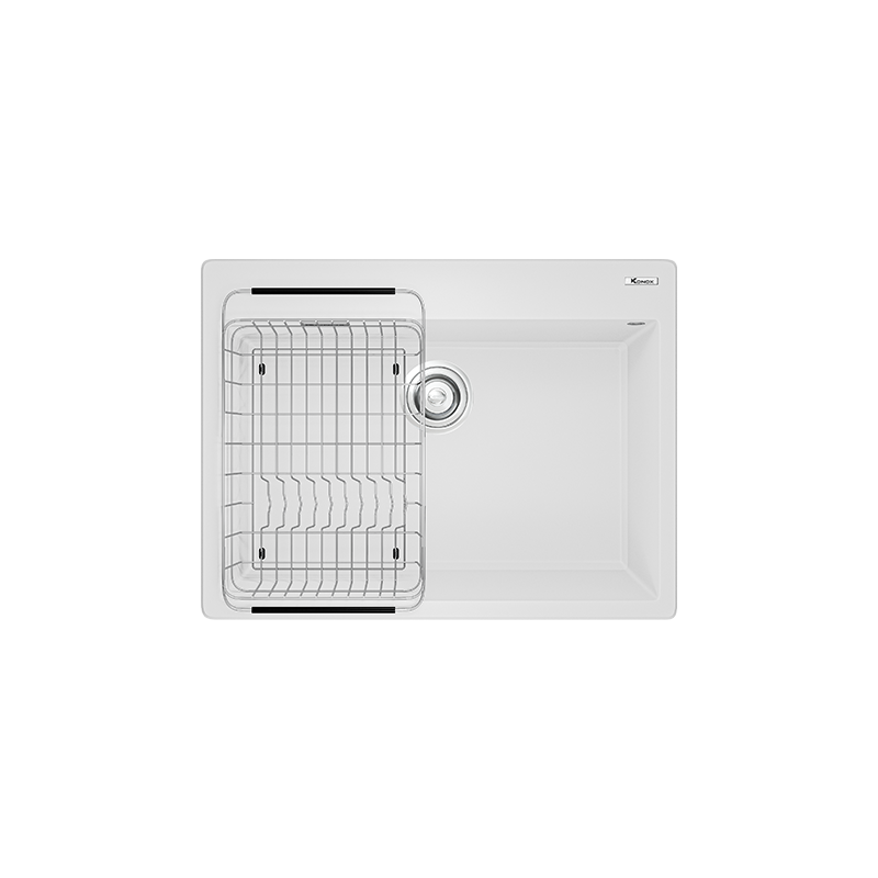 Chậu rửa bát Konox Ruvita 680 White Silver – chậu đá trắng bạc nhỏ gọn