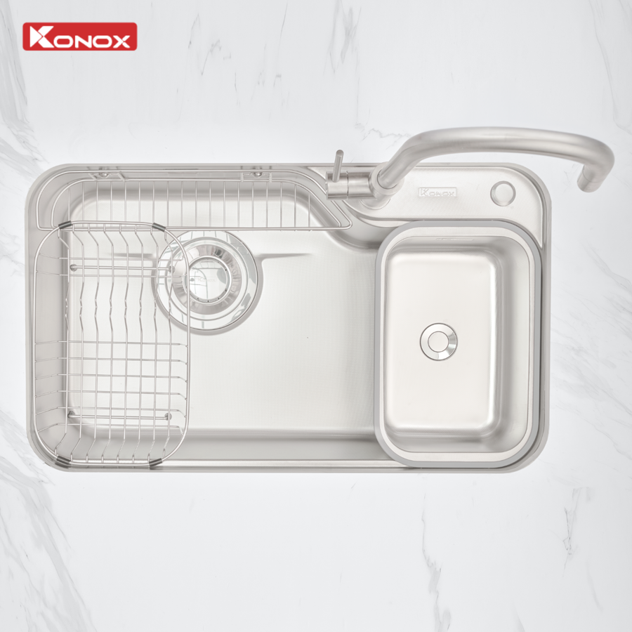 Chậu rửa bát inox 1 hố chống xước Dekor 8250TS - ảnh 8
