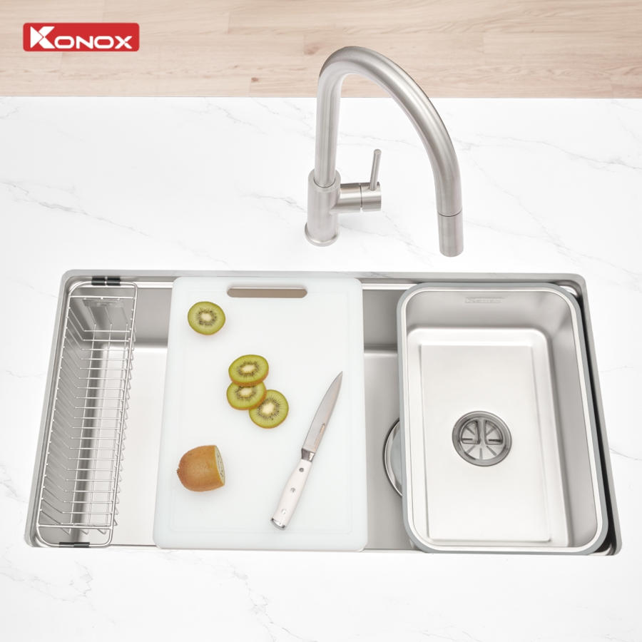 Chậu rửa bát inox 1 hố chống xước Dekor JP8044SU-R - ảnh 6