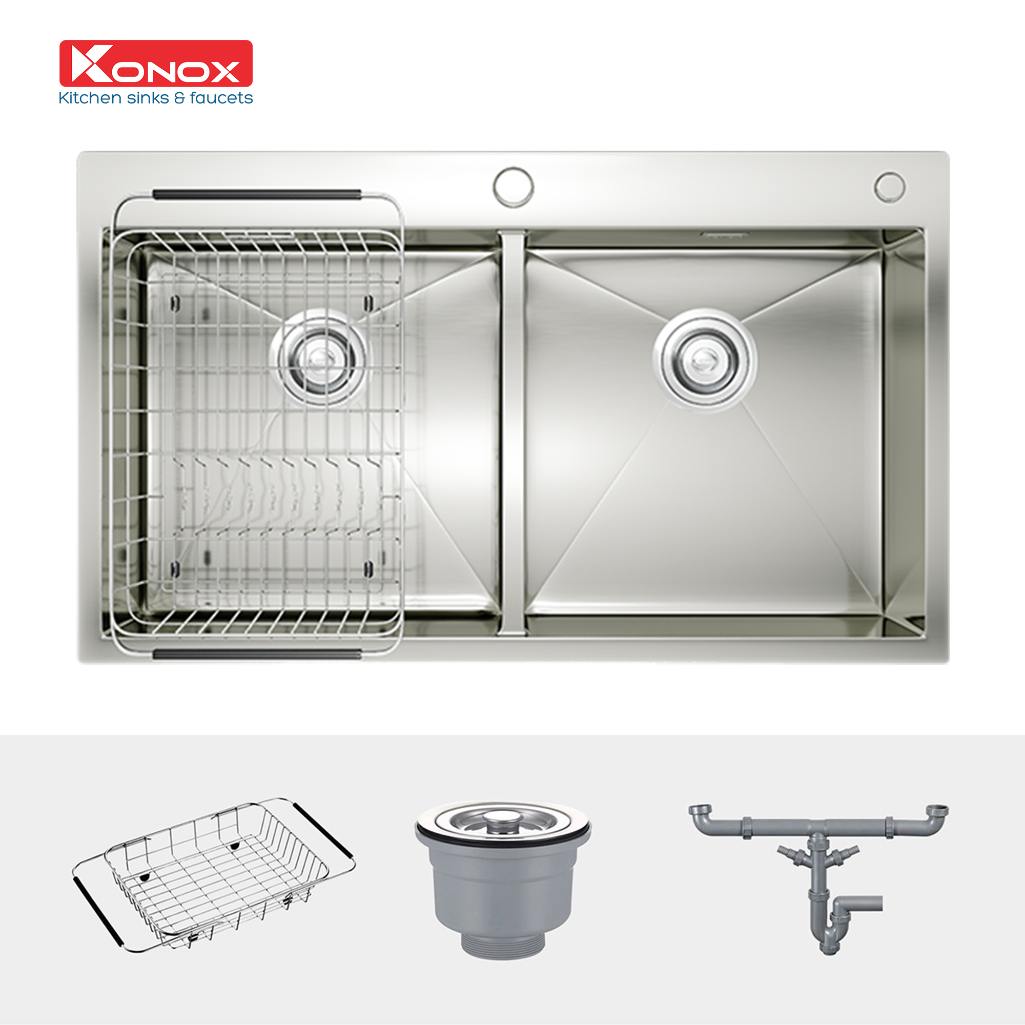Lắp đặt chậu rửa bát Konox KN8248DOB: kích thước và kiểu lắp