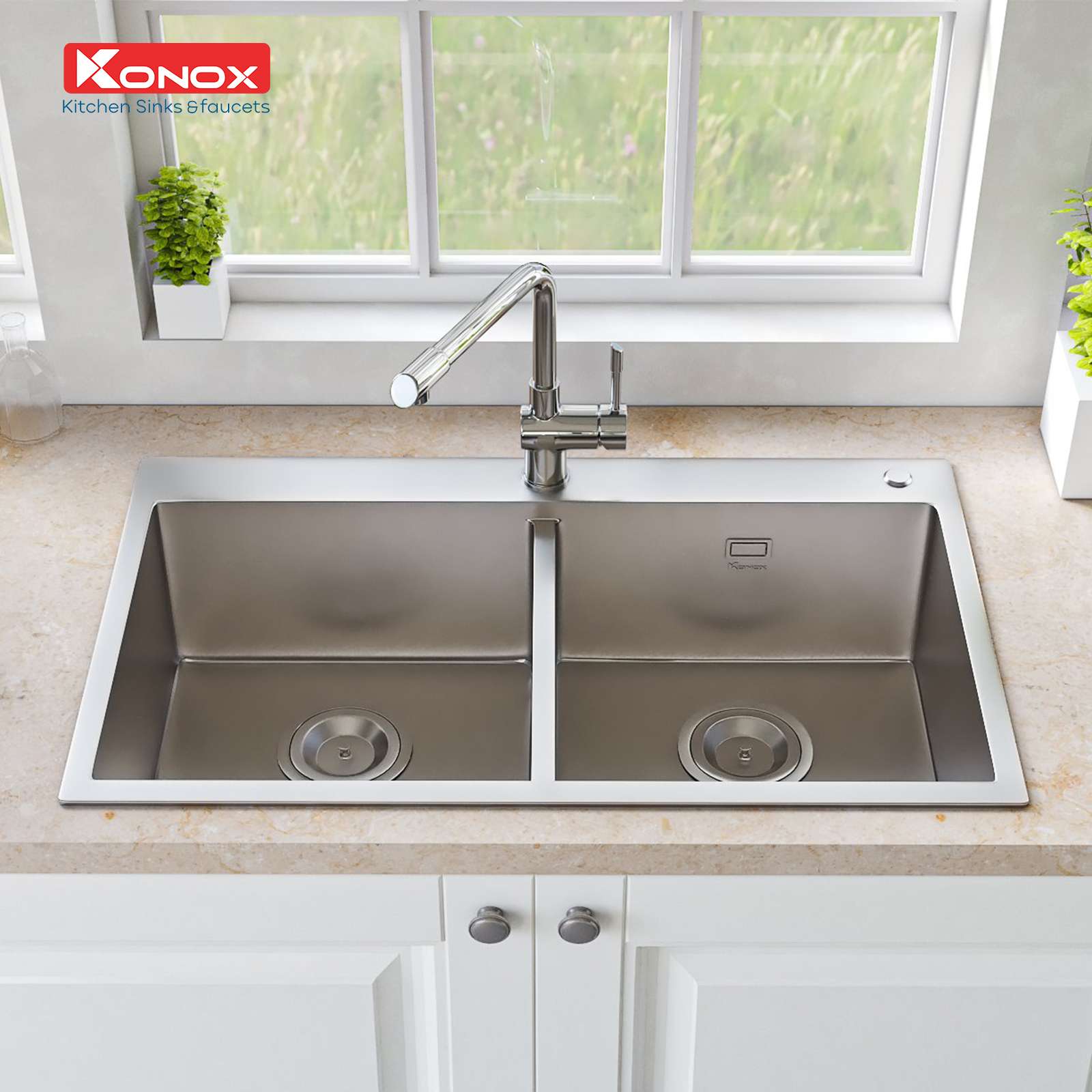 Dùng và vệ sinh chậu rửa bát Konox KN8248DOB đúng cách