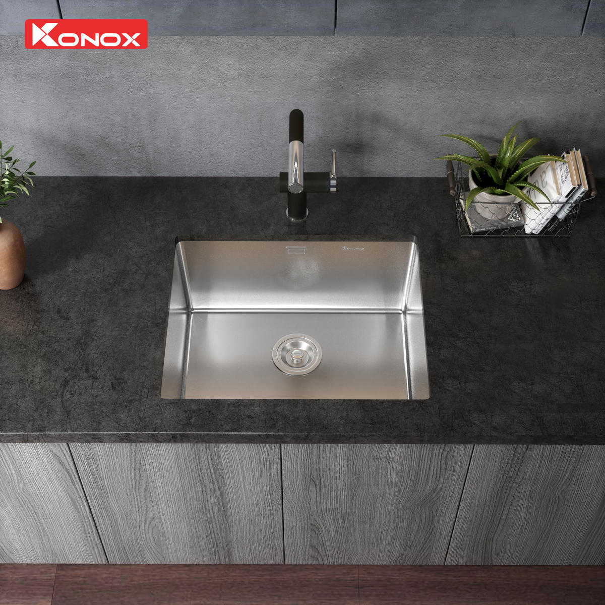 Kích thước và cách lắp chậu rửa bát Konox Tari 500SM
