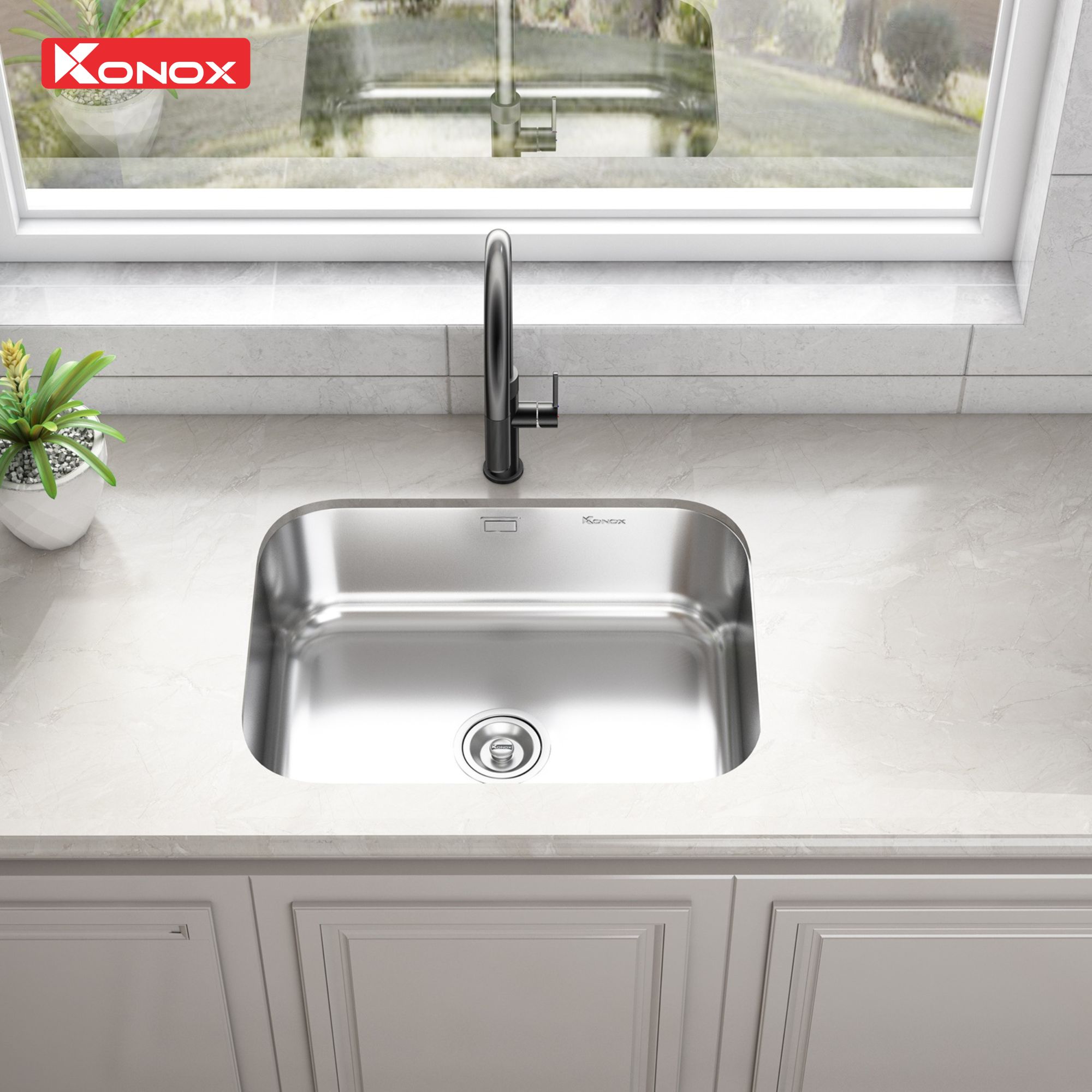 Chất liệu và bề mặt mịn của chậu rửa bát Konox Tari 5744SM