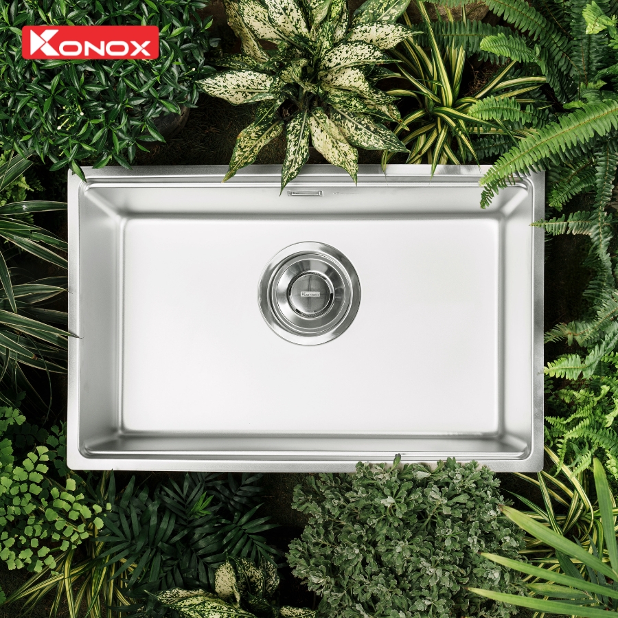 Chất liệu, bề mặt và hệ thoát nước của chậu rửa bát Konox Tari 7648SM