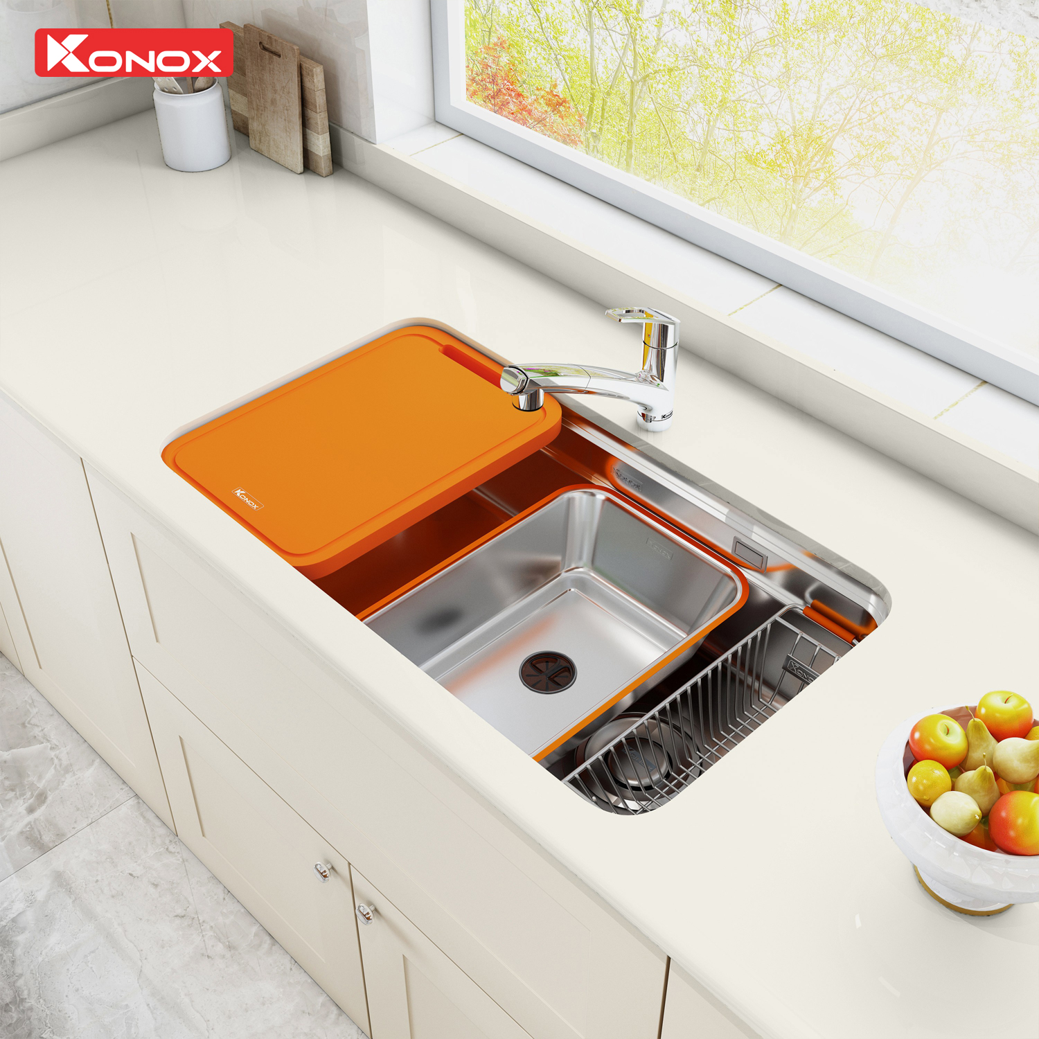 Kích thước và cách lắp đặt chậu Konox Tari 8047SU