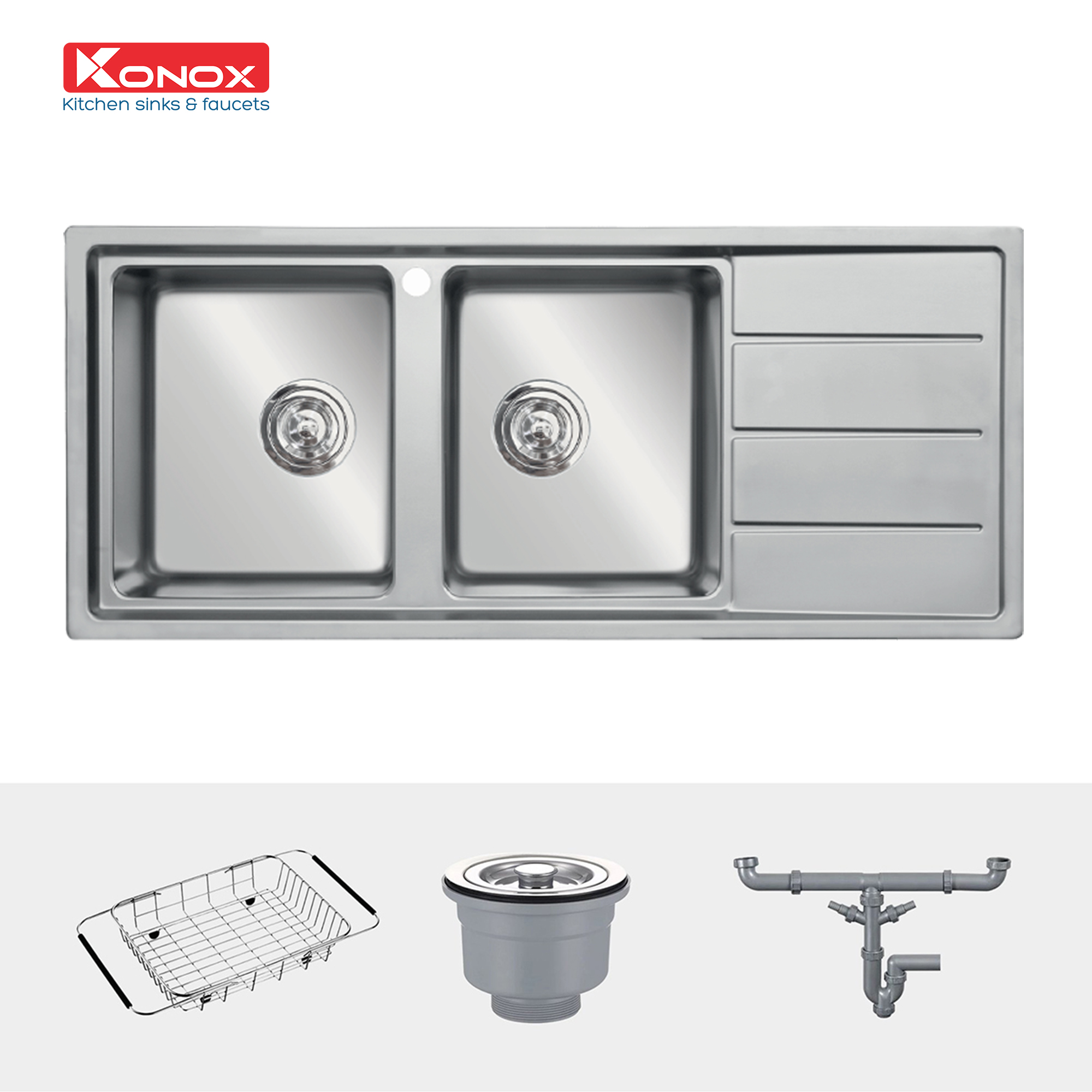 Kích thước, lắp đặt chậu Konox Beta 1160 bàn phải