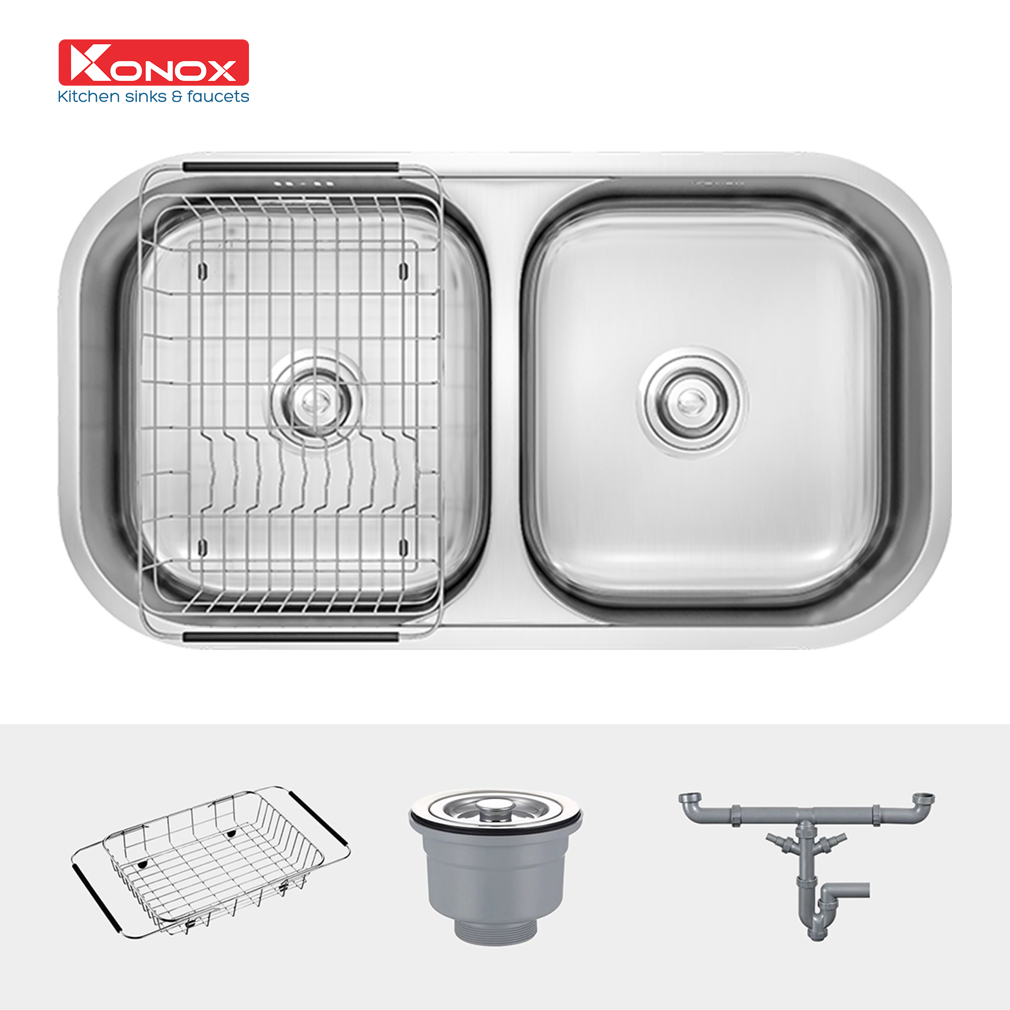 Kích thước và lắp đặt chậu Konox KN8246DUA