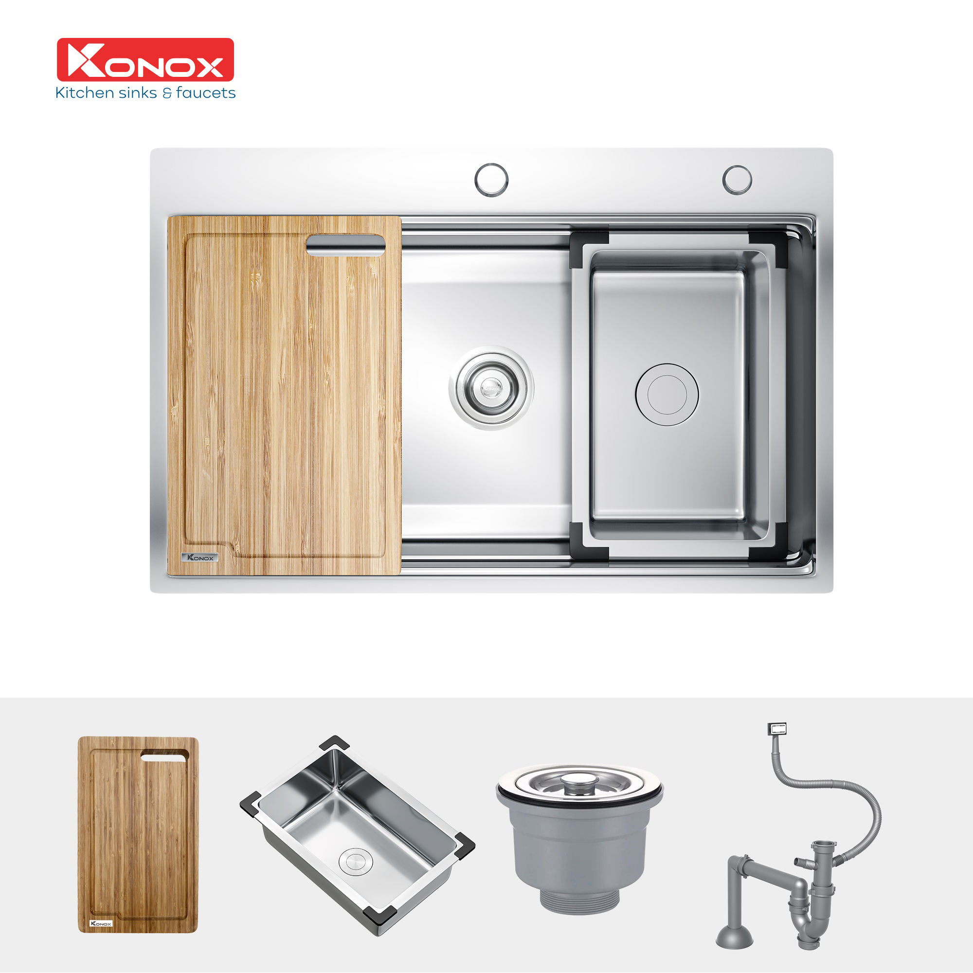 Kích thước và lắp đặt chậu Konox KN7650TS