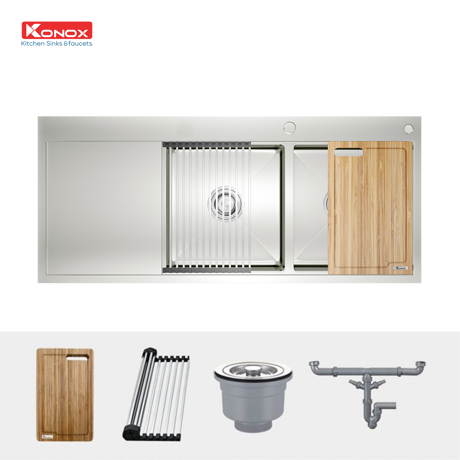 Lắp đặt chậu rửa bát Konox KN11650TD bàn trái