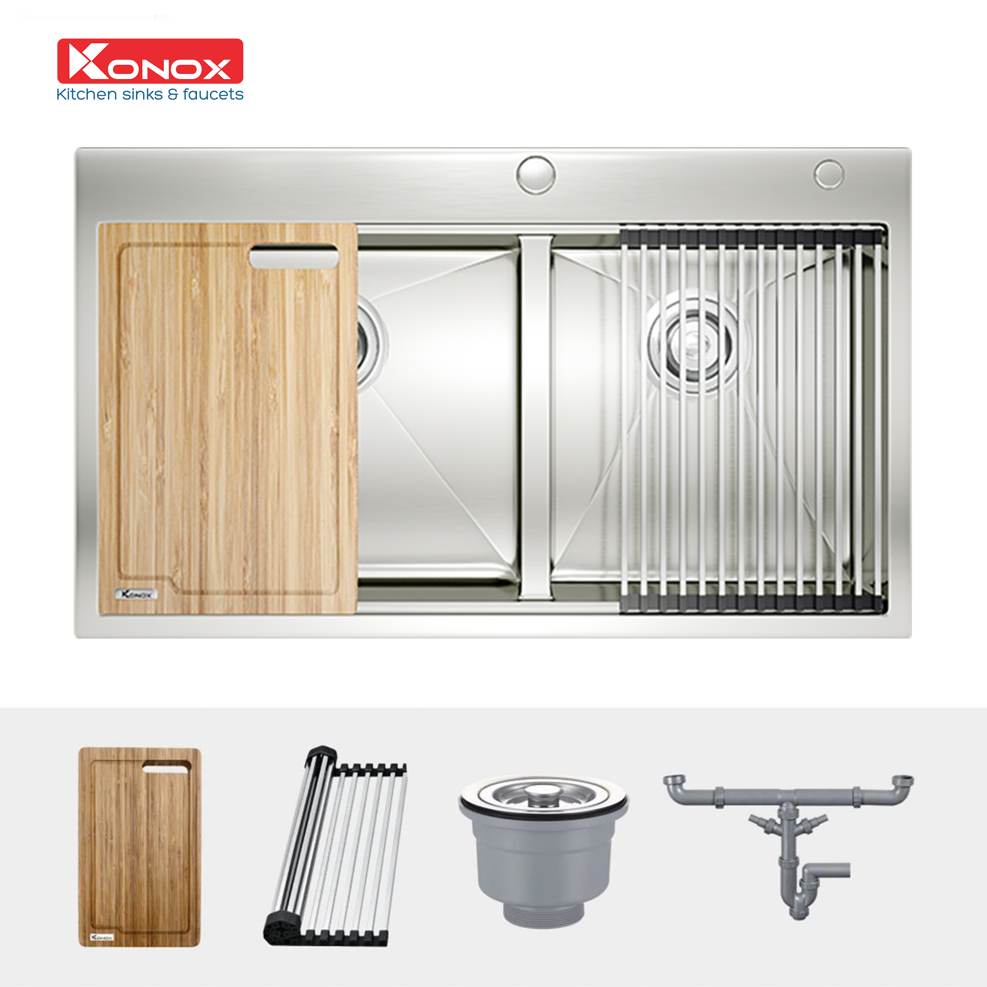Kích thước và lắp đặt chậu Konox KN8250TD