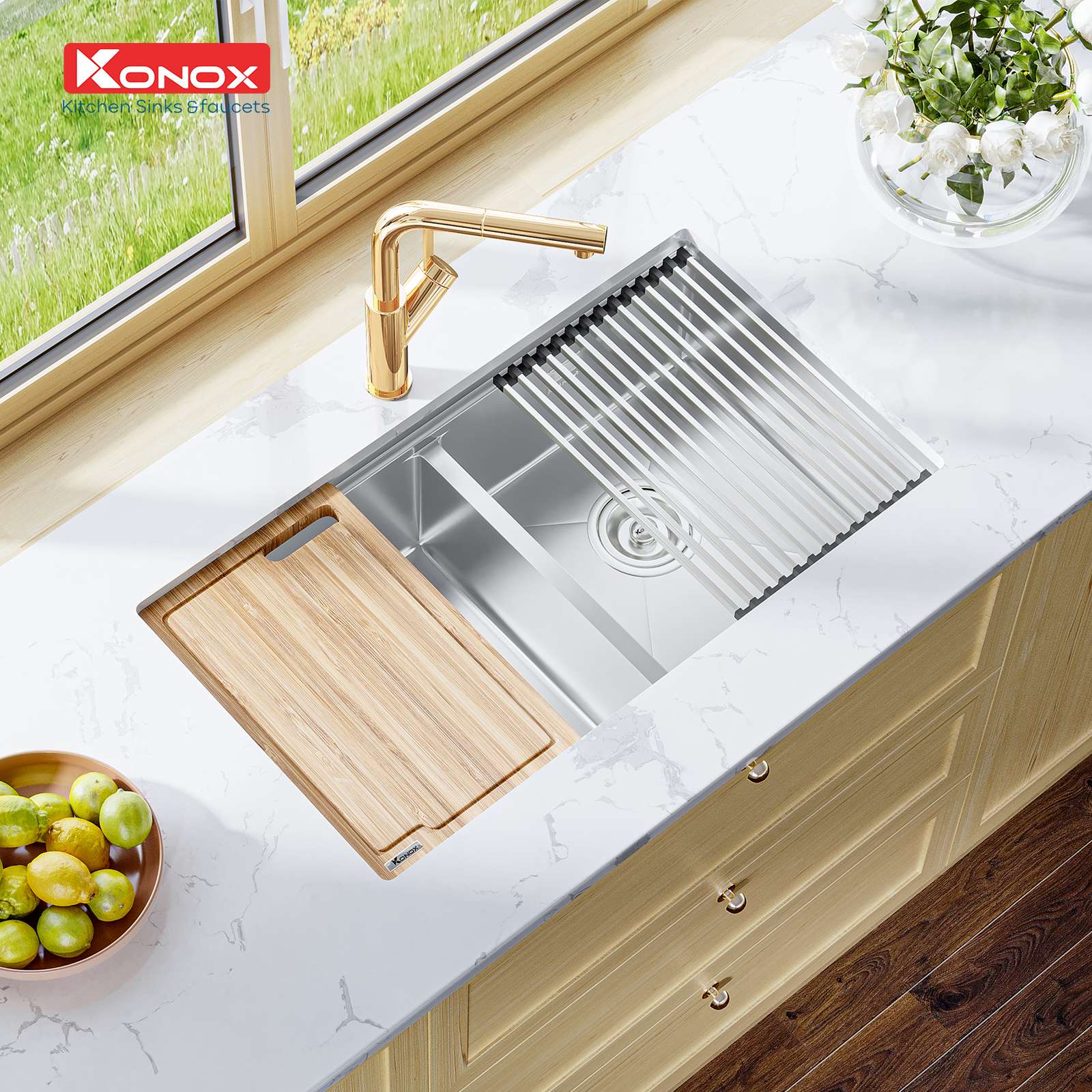 Chậu rửa bát Workstation Sink – Undermount Sink KN8046DUB - ảnh 4