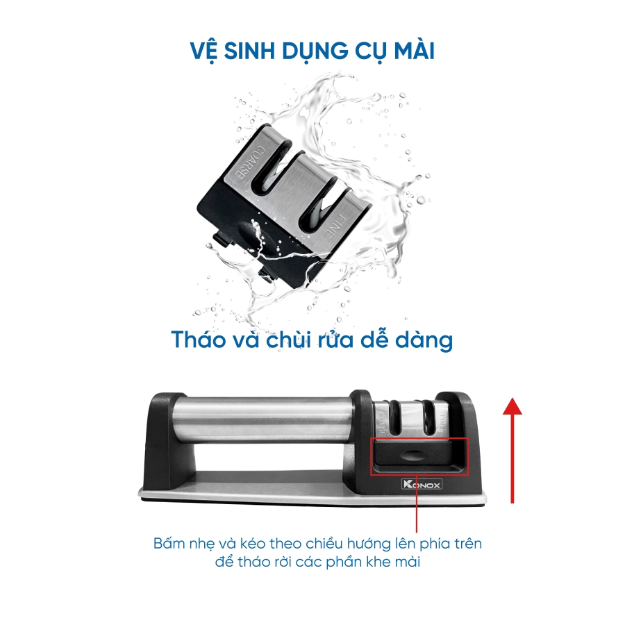 Dụng cụ mài dao 2 khe Konox Knife Sharpener - ảnh 6