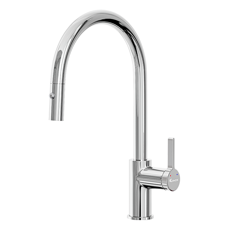 Vòi rửa bát dây rút Konox Alto Chrome – sáng bóng, dễ phối