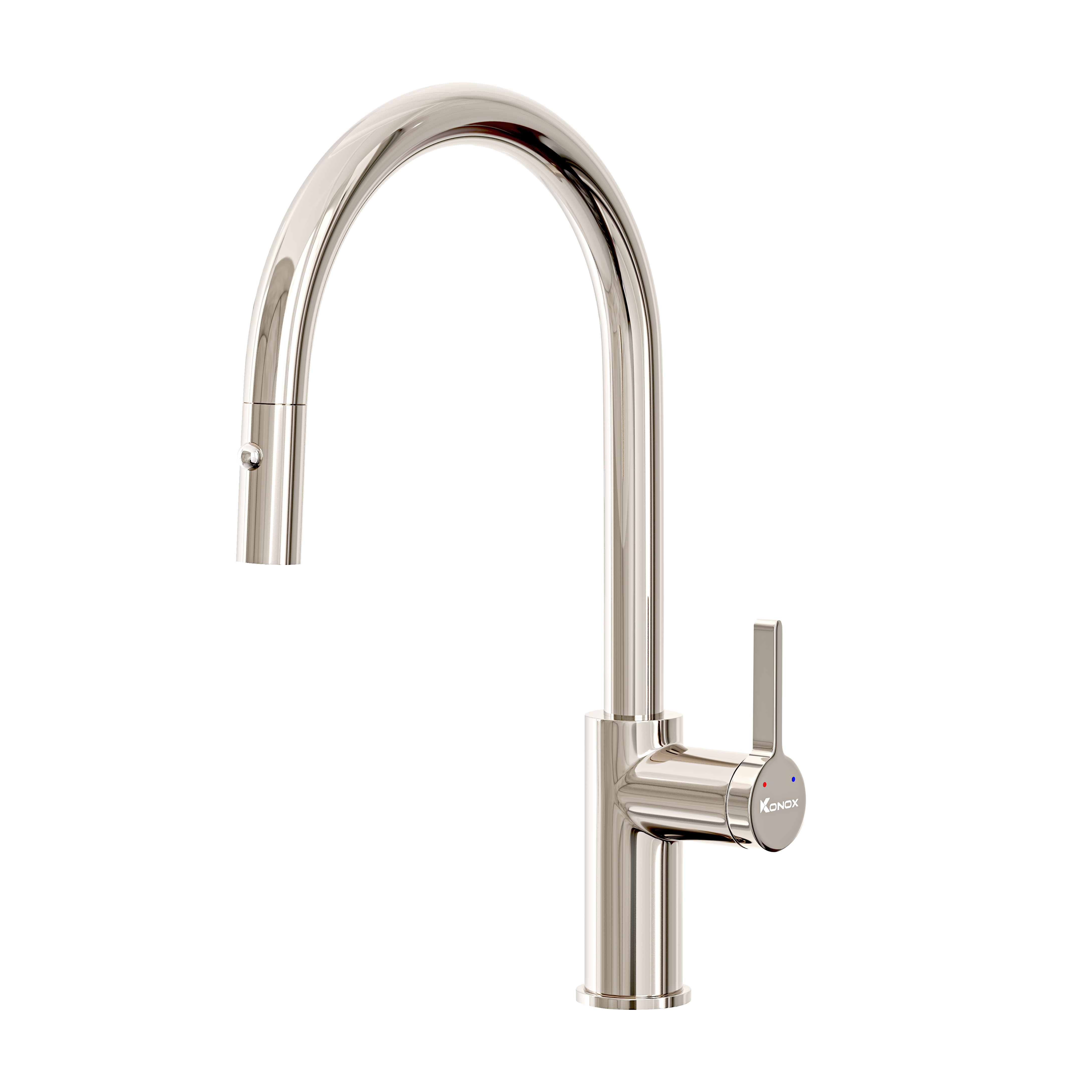 Vòi rửa bát dây rút Konox Alto Nickel – tông bạc trầm ấm