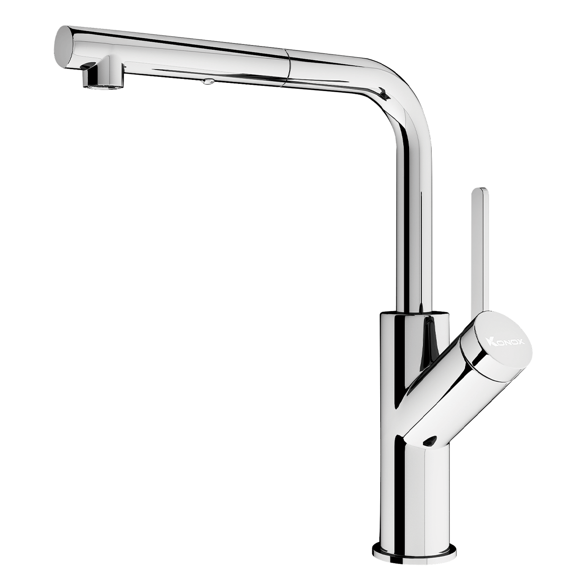 Vòi rửa bát dây rút Konox Artan Chrome – PVD Chrome 5 lớp