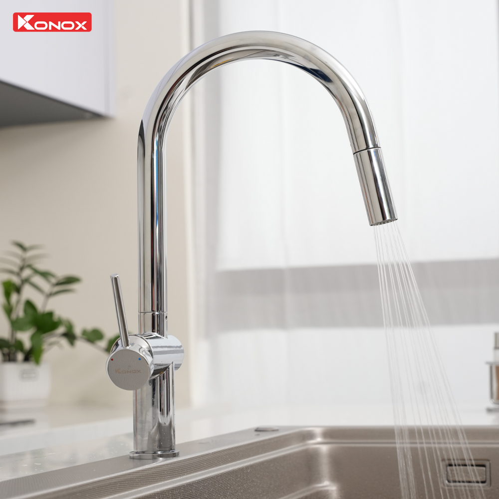 Vòi rửa bát dây rút Comfor Chrome - ảnh 6