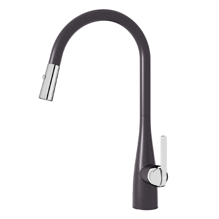 Vòi rửa bát dây rút Konox Curva Black – thân cao 430 mm
