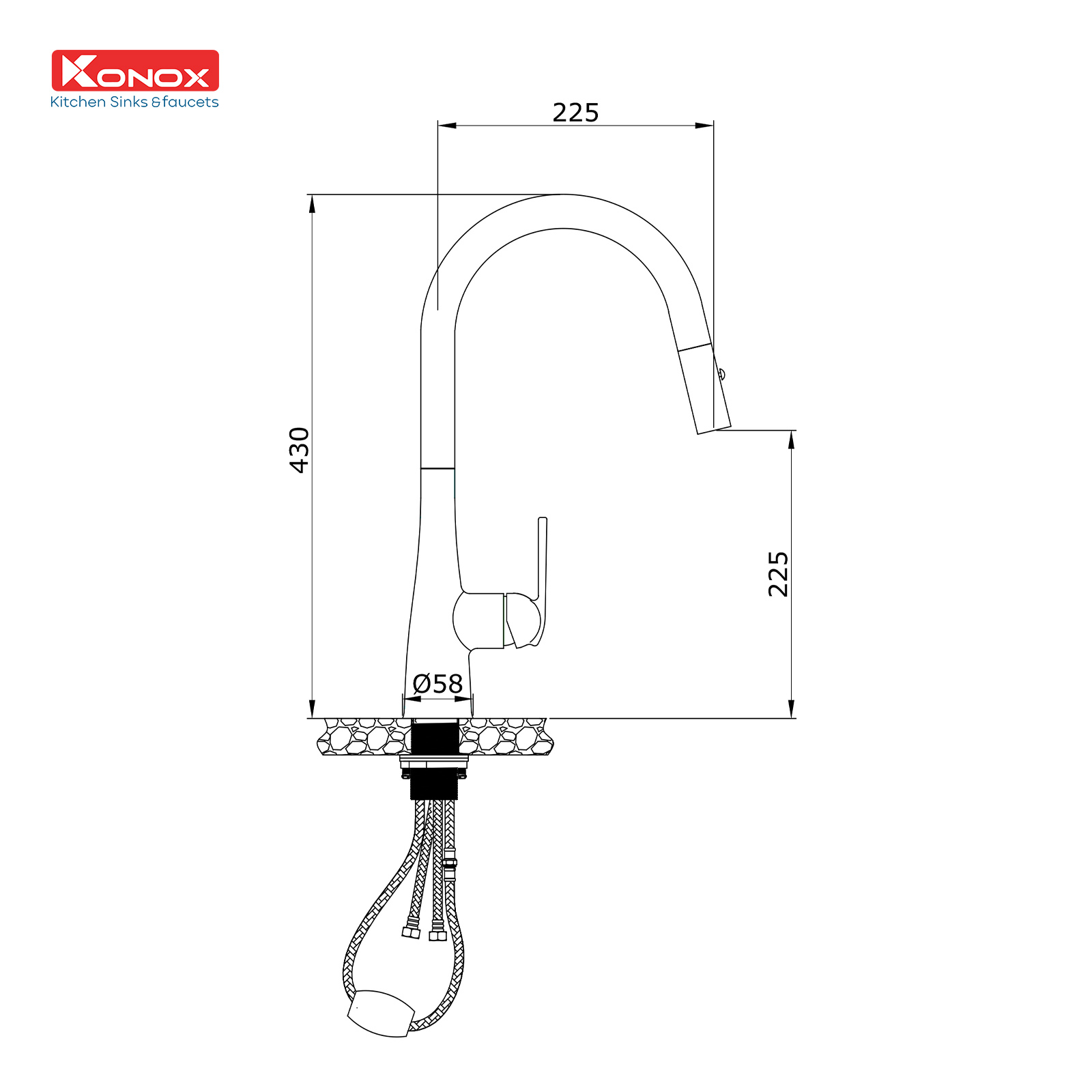 Vòi rửa bát dây rút Curva Chrome - ảnh 2