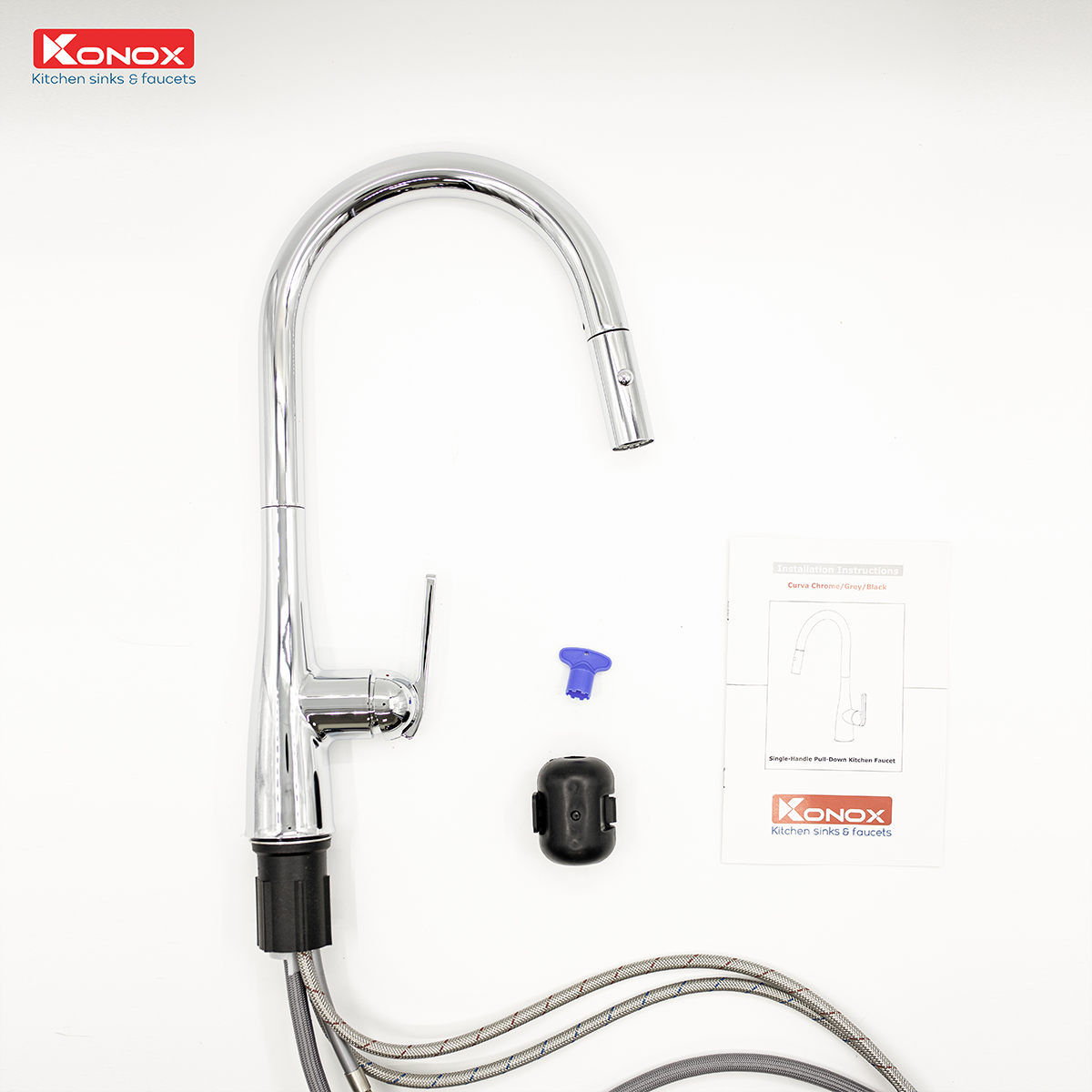 Vòi rửa bát dây rút Curva Chrome - ảnh 3