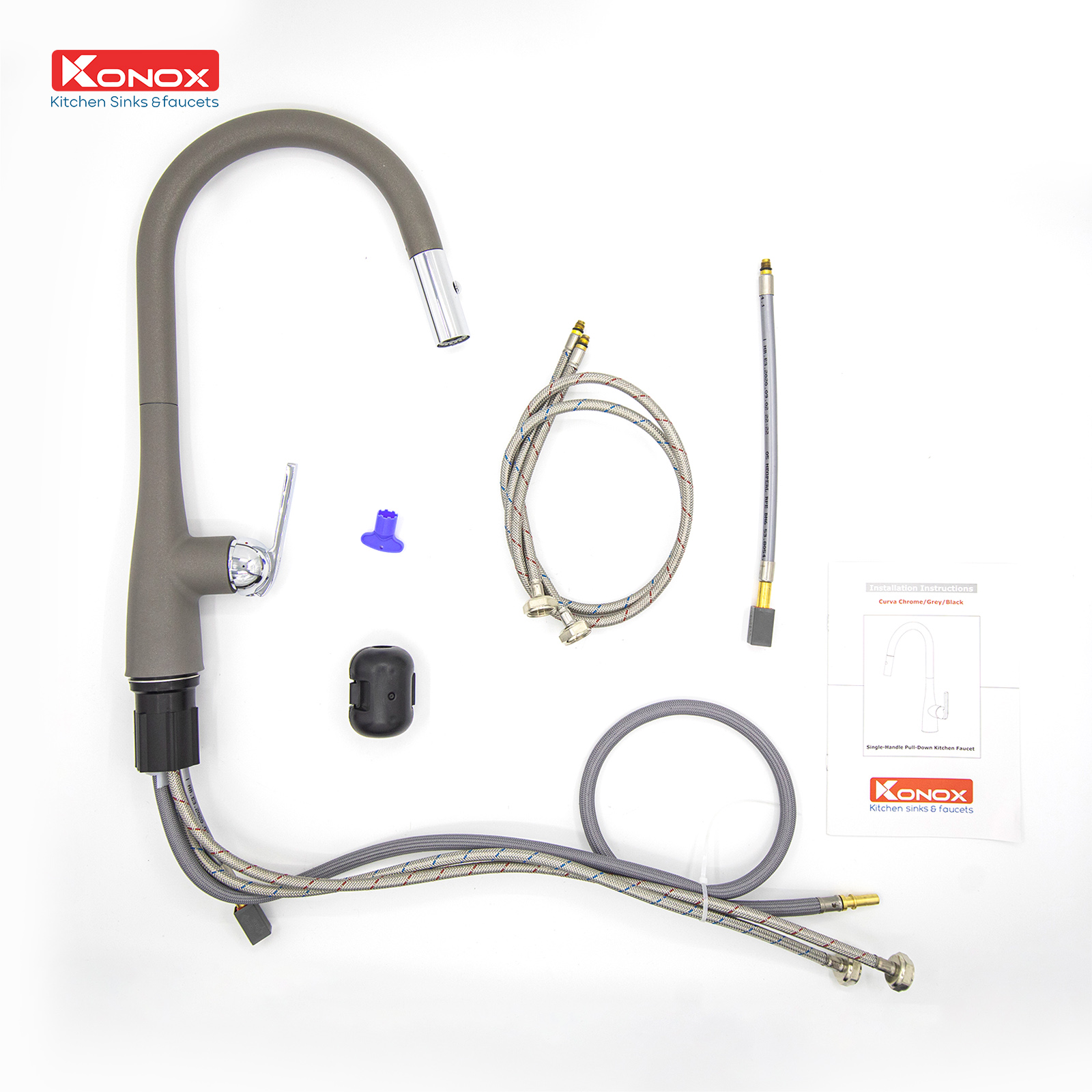 Lắp đặt Curva Grey cùng chậu đá xám