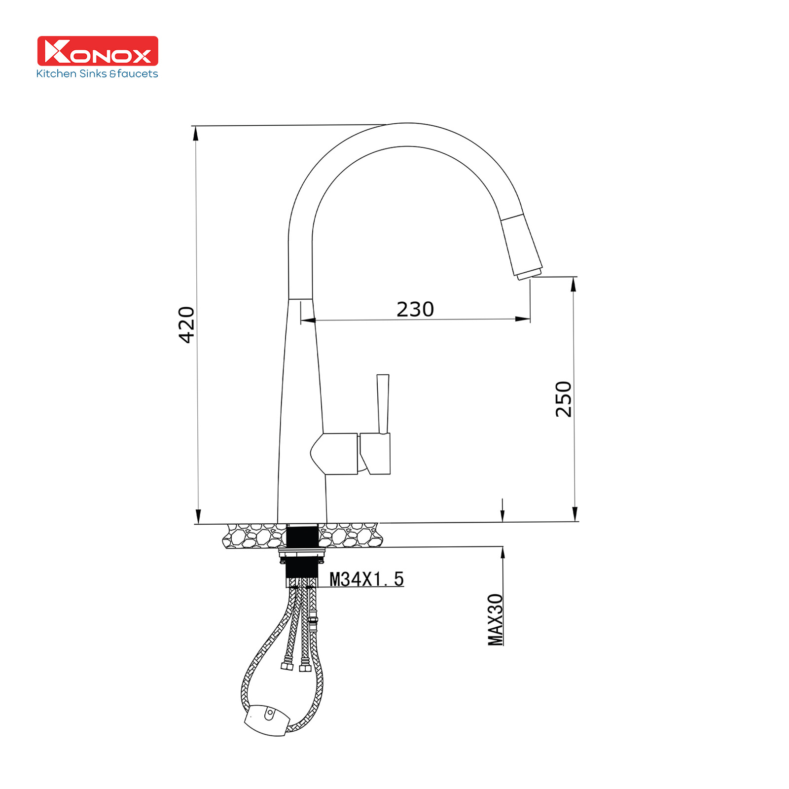 Vòi rửa bát dây rút KN1901B - ảnh 2