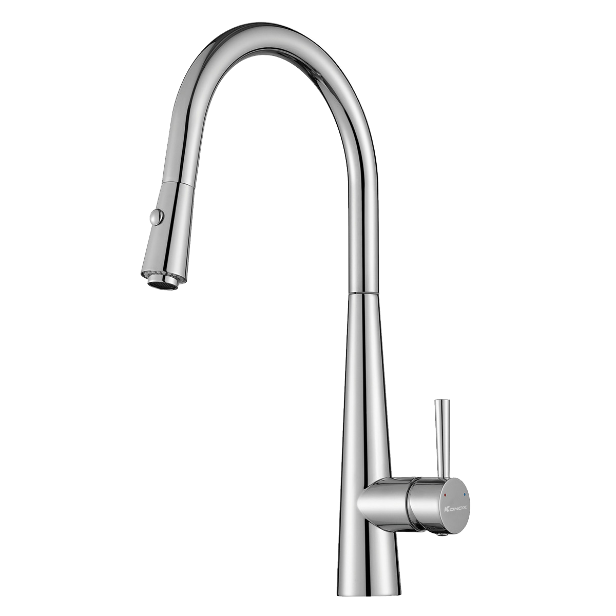 Vòi rửa bát dây rút Konox KN1901C – Chrome dáng mái vòm